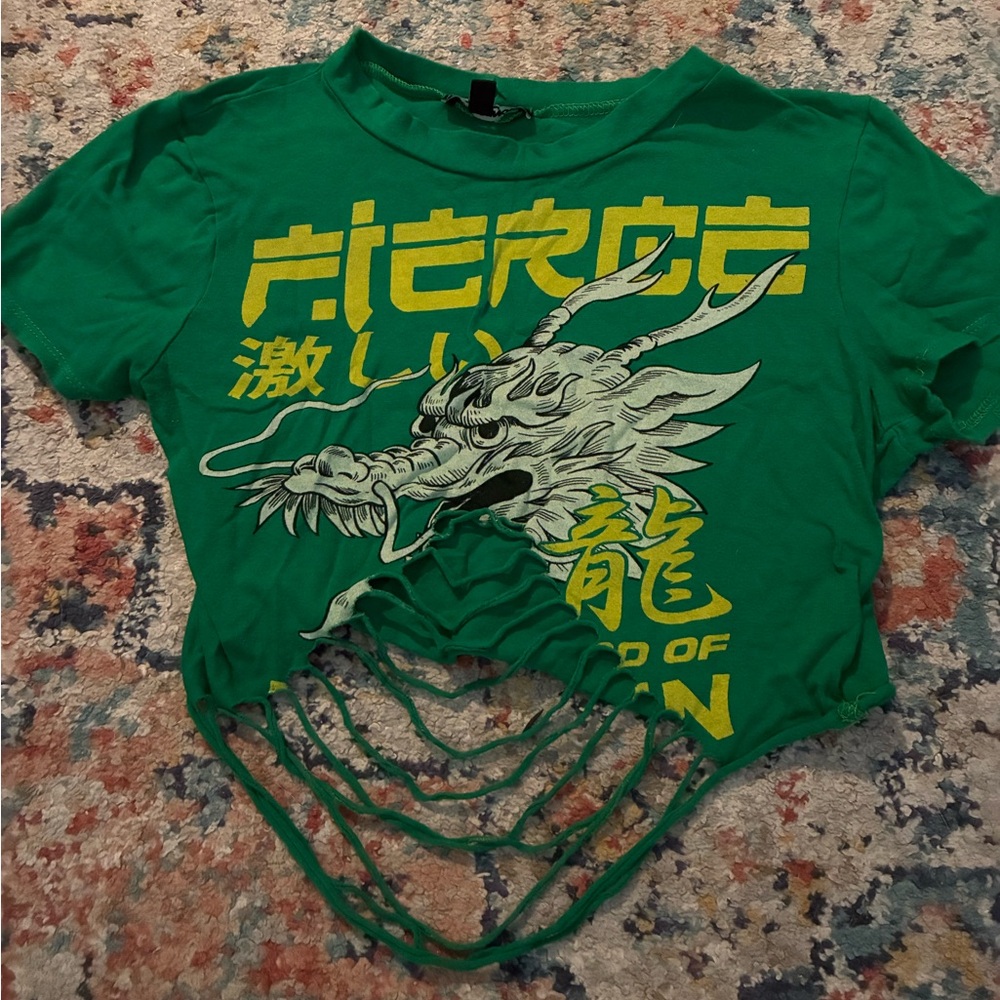 Fashion Nova Green Dragon Cut-Out Tee
